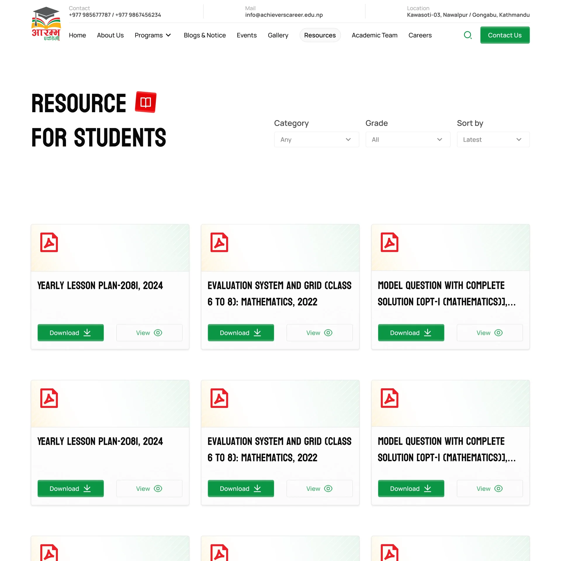 Arambha Academy resources